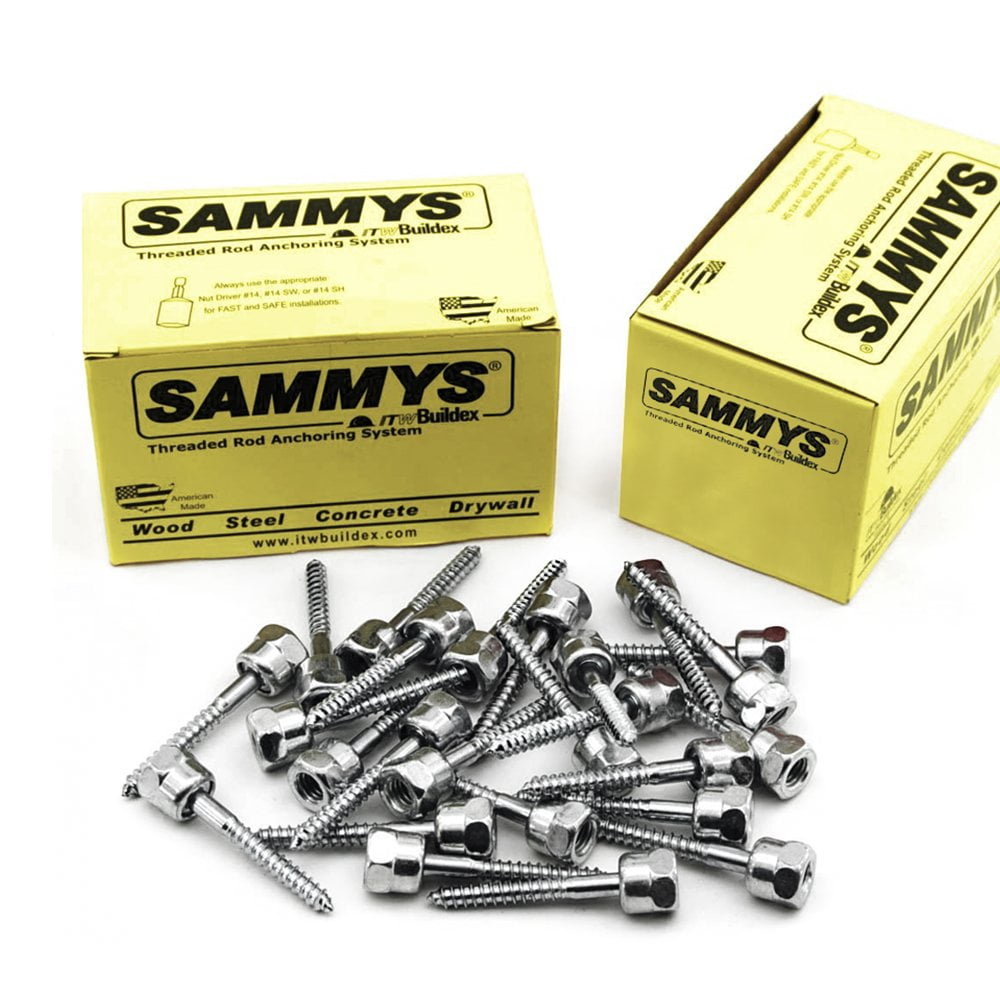 1/4 x 2 in. Sammys Rod Anchor Super Screw, 1/4 in. Threaded Rod Fitting, for Wood (Pkg.=25)
