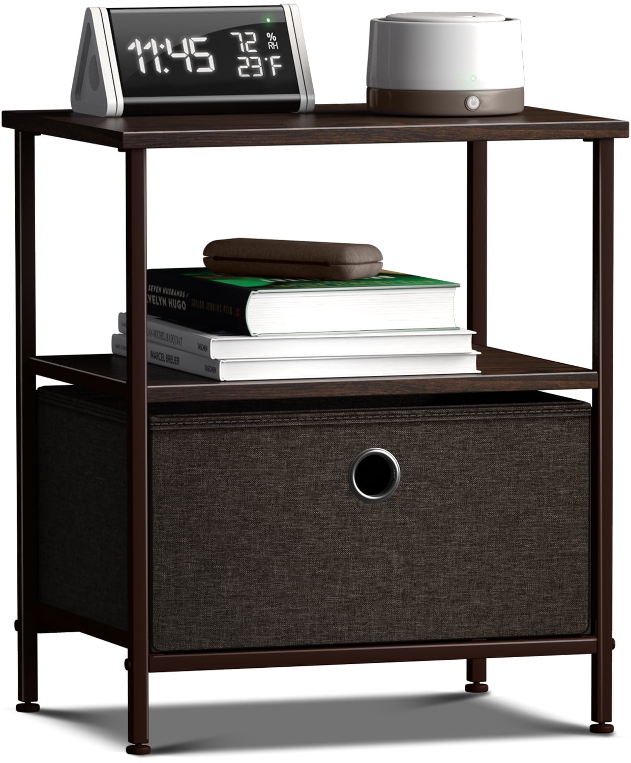 Sorbus Mesa Auxiliar Classic: Gris Rústico con Tablero de Madera y Cajón de 1 Cajón