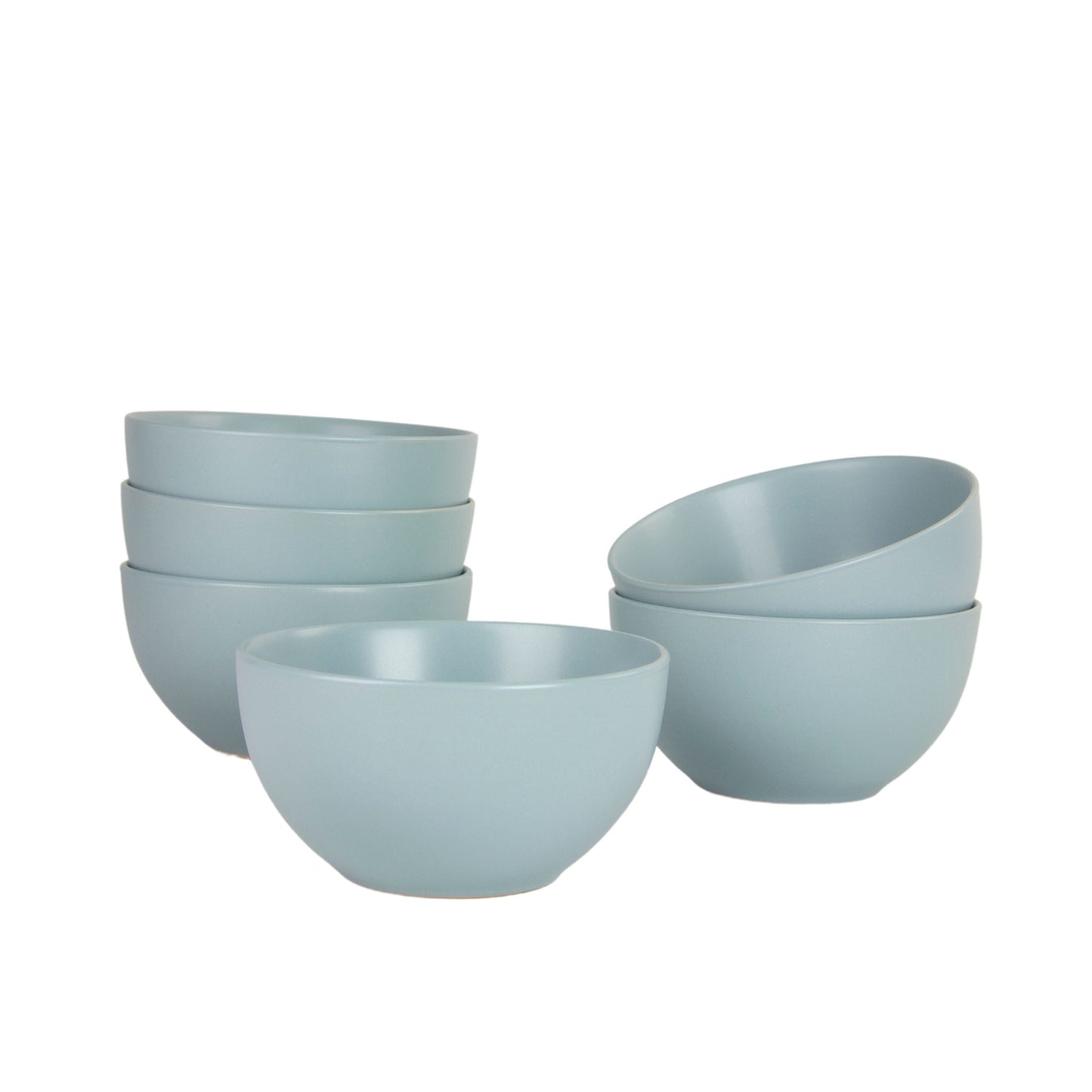 10 Strawberry Street Wazee Matte Tazón de Cereal de 5.5"/20 Oz, Juego de 6, Azul Mineral