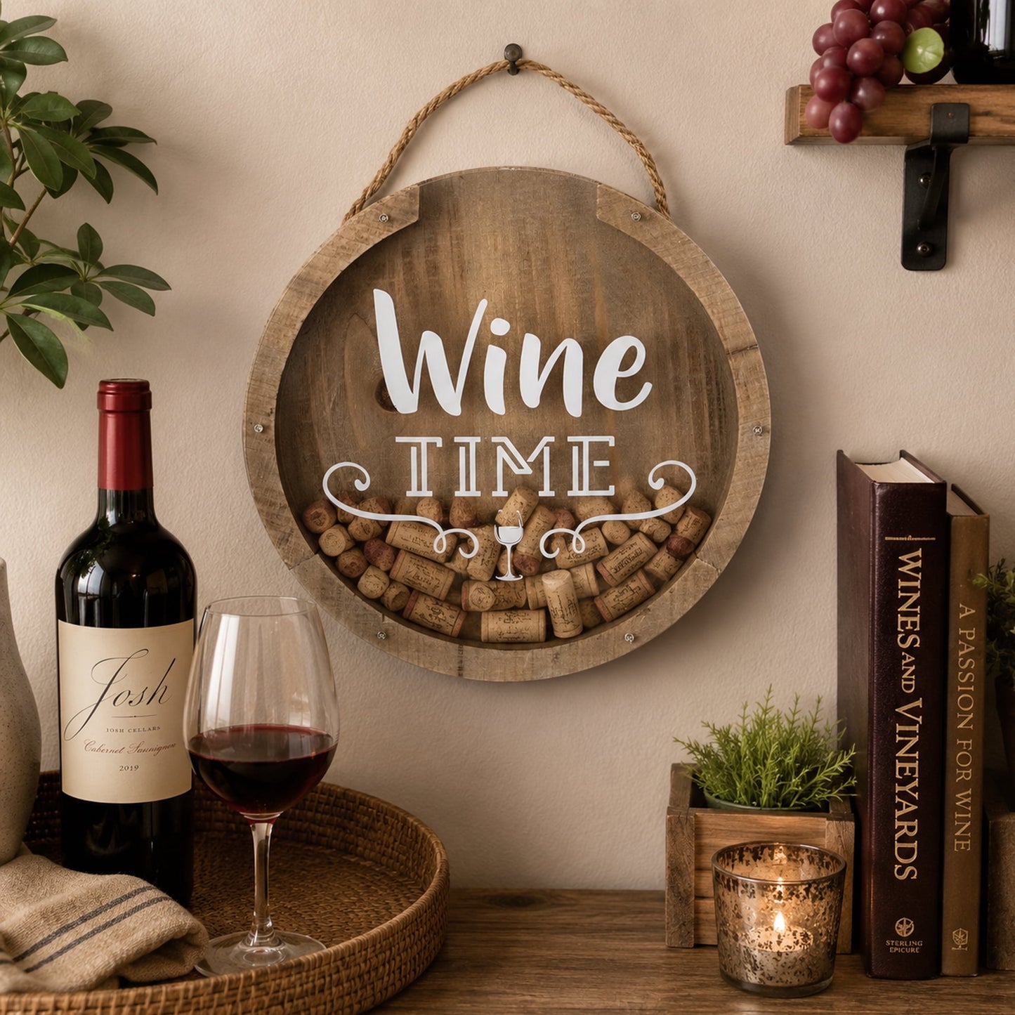 Northlight 12†Round Wine Time Cork Collector Wooden Hanging Wall Decoration