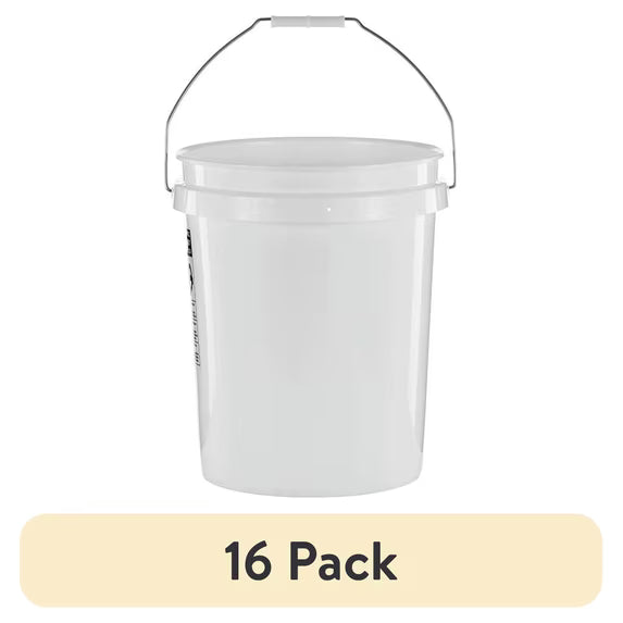 United Solutions 5 Gallon Round Utility Bucket, Comfort Handle, Plastic, White, PN0149, 1 Each