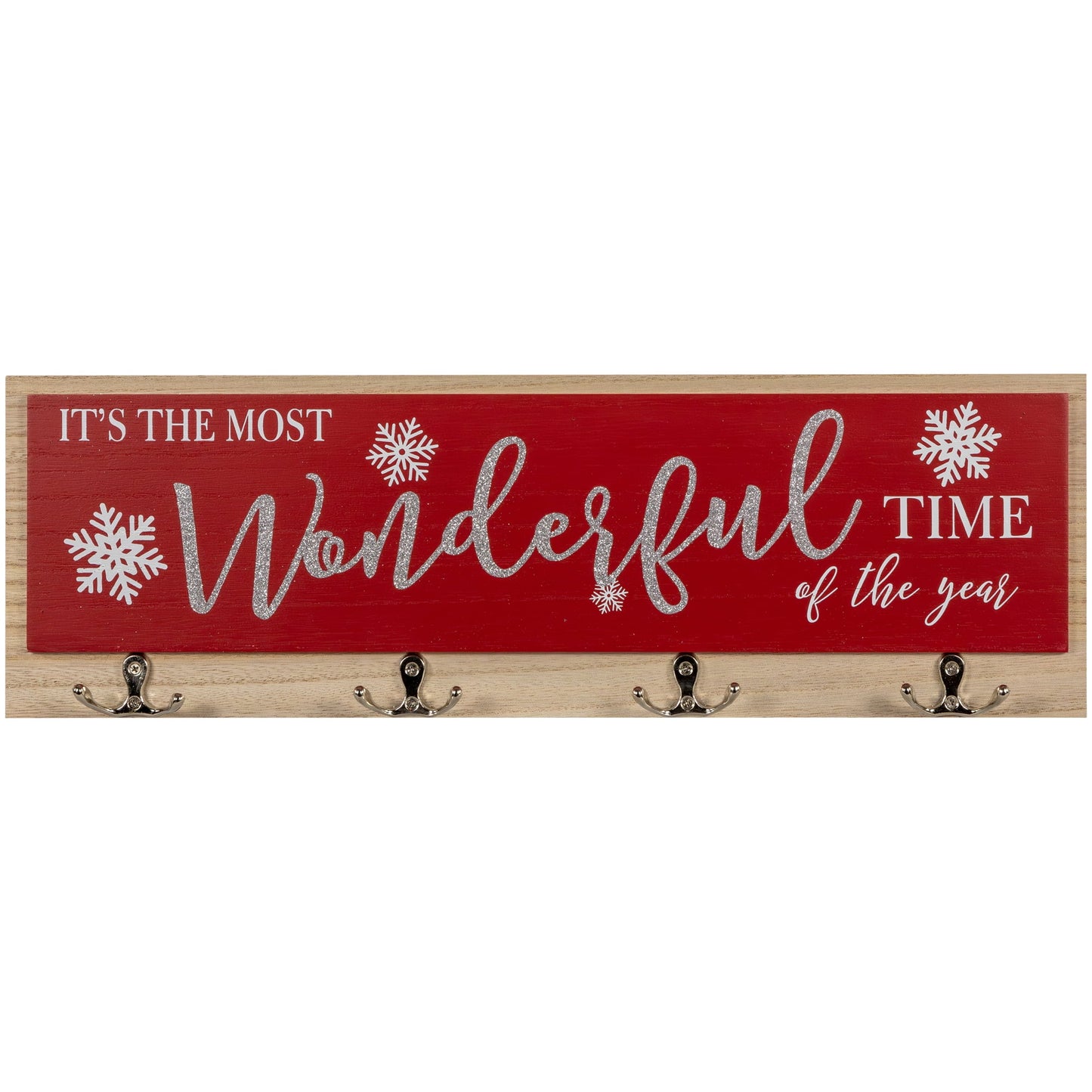 Northlight Snowflakes "It's The Most Wonderful Time of The Year" Christmas Wall Hooks - 19.5"