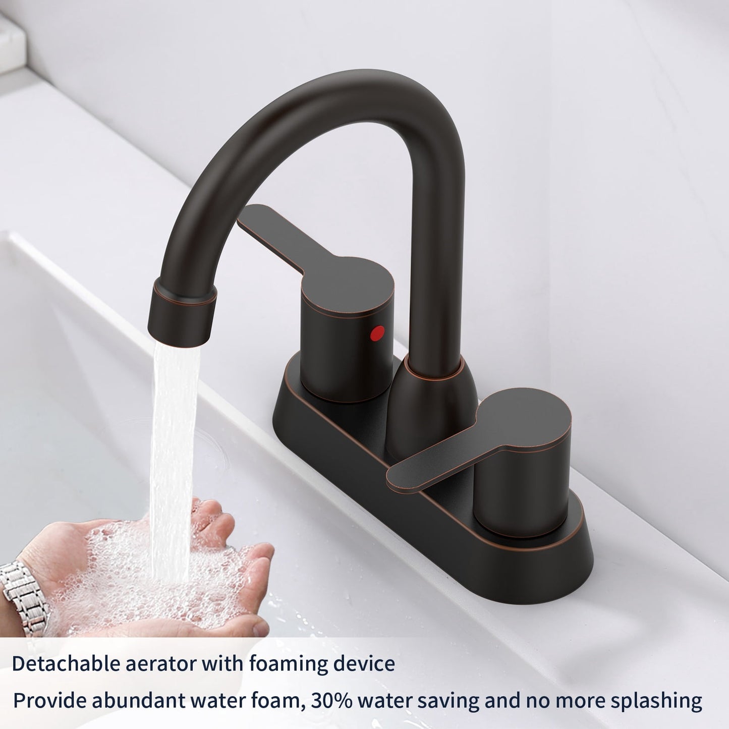 2 Handles Bathroom Sink Faucet, Oil Rubbed Bronze Centerset RV Bathroom Faucets for 2/3 Hole