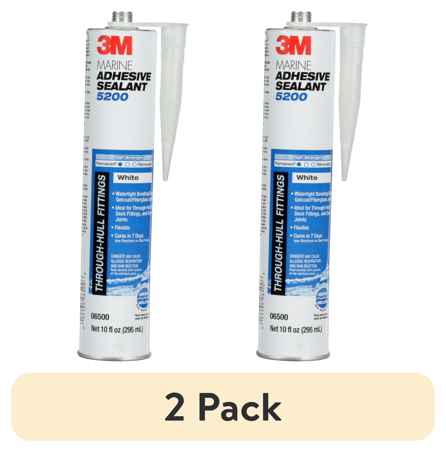 (Paquete de 2) Cartucho de Sellador Adhesivo Marino de 3 M, Sellado de Unión Permanente, Reparación Impermeable, Blanco, 10 fl oz