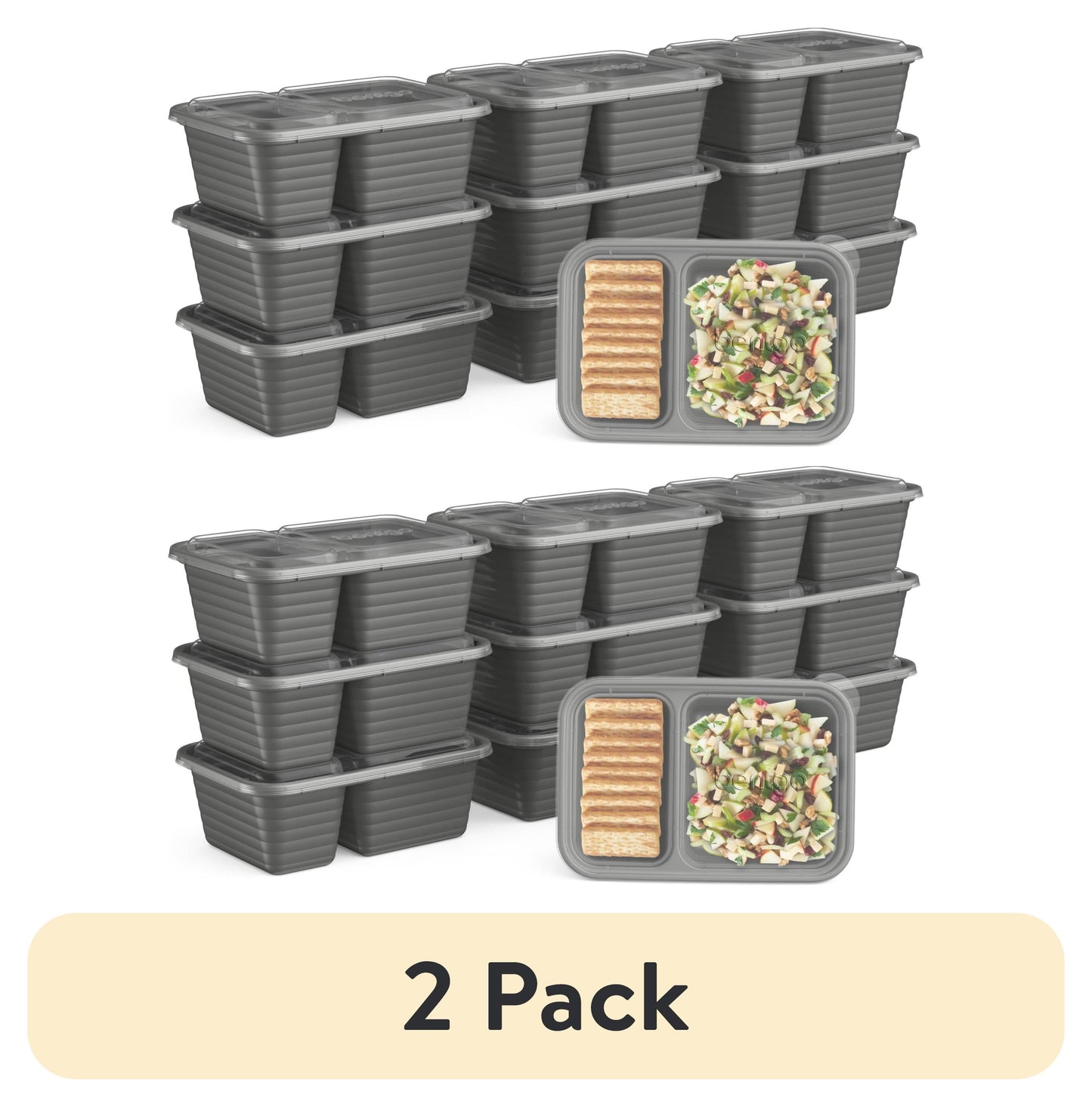 (2 pack) Bentgo Compartment Snack Containers Plastic 4.2 × 6.1 × 2.3 inches Silver