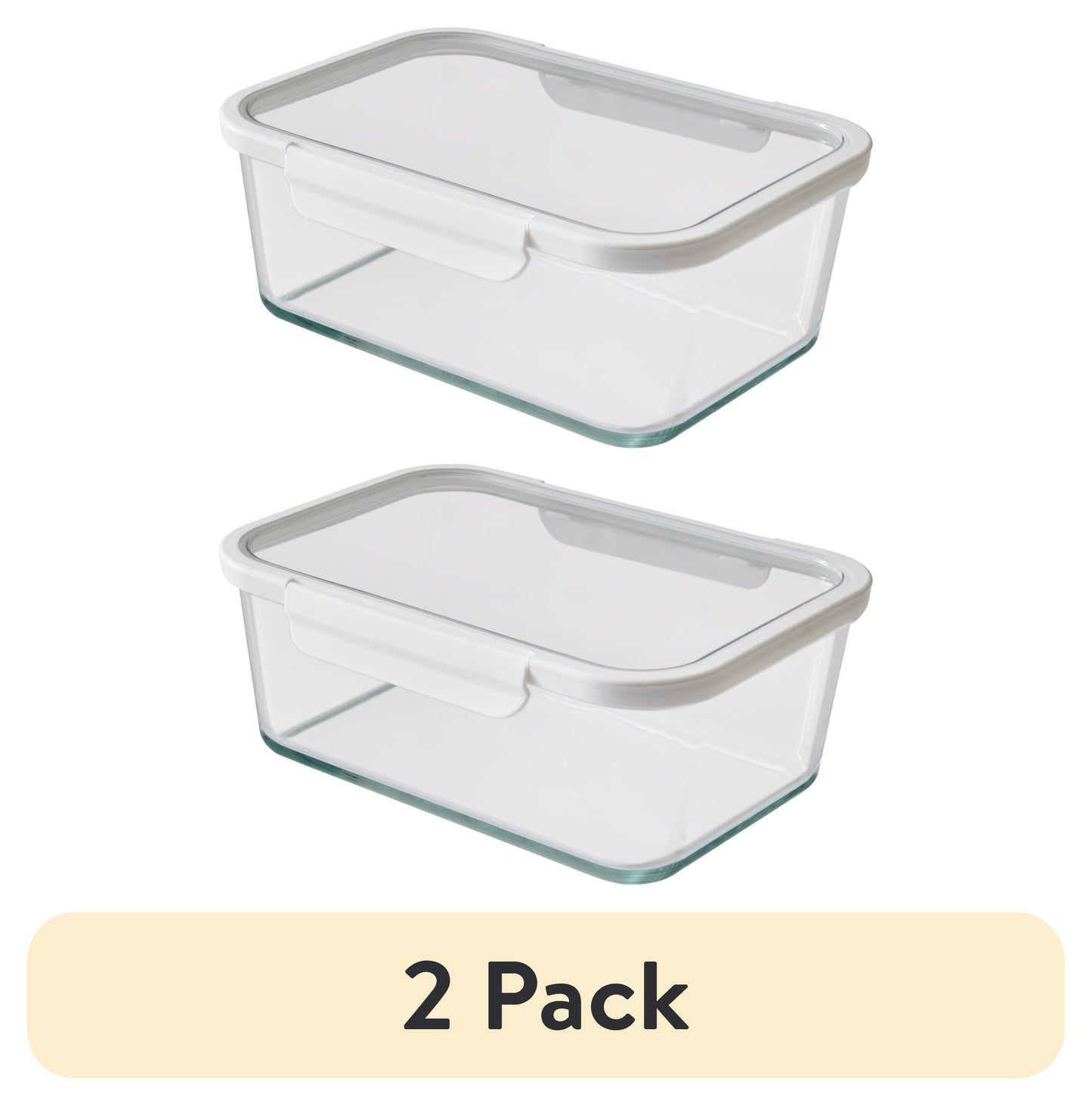 (2 pack) Better Homes & Gardens Recipiente de Almacenamiento de Alimentos de Vidrio Rectangular de 10 Tazas con Tapa de Tritan. Juego de 1, 2 Piezas, una Elección Práctica para ArtÃculos Secos E Ingredientes a Granel