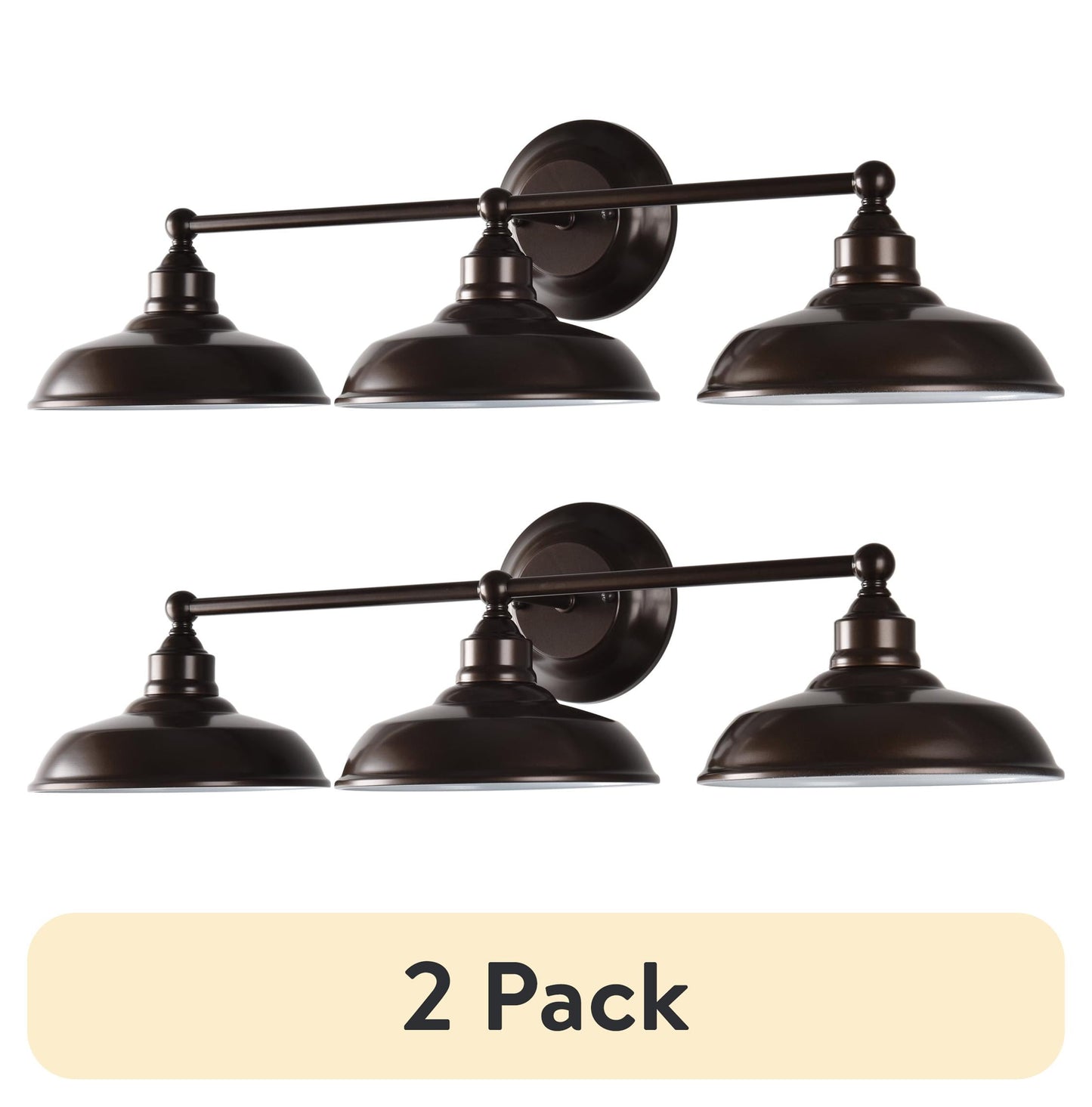 (2 pack) Better Homes & Gardens 28.5" Farmhouse Triple Wall Scones 3-Light Vanity Light, Oil Rubbed Bronze
