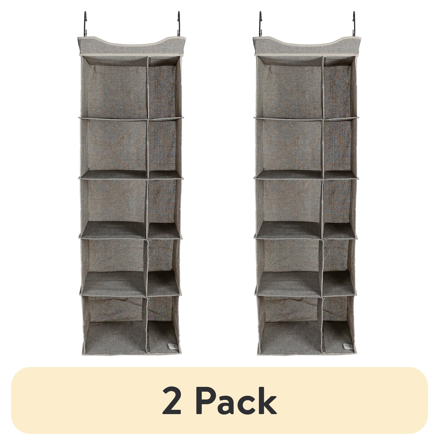(2 pack) Better Homes & Gardens Organizador Colgante de Armario de 5 Niveles con Divisores para Zapatos y Ropa, 10 Compartimentos, Poliéster y Algodón