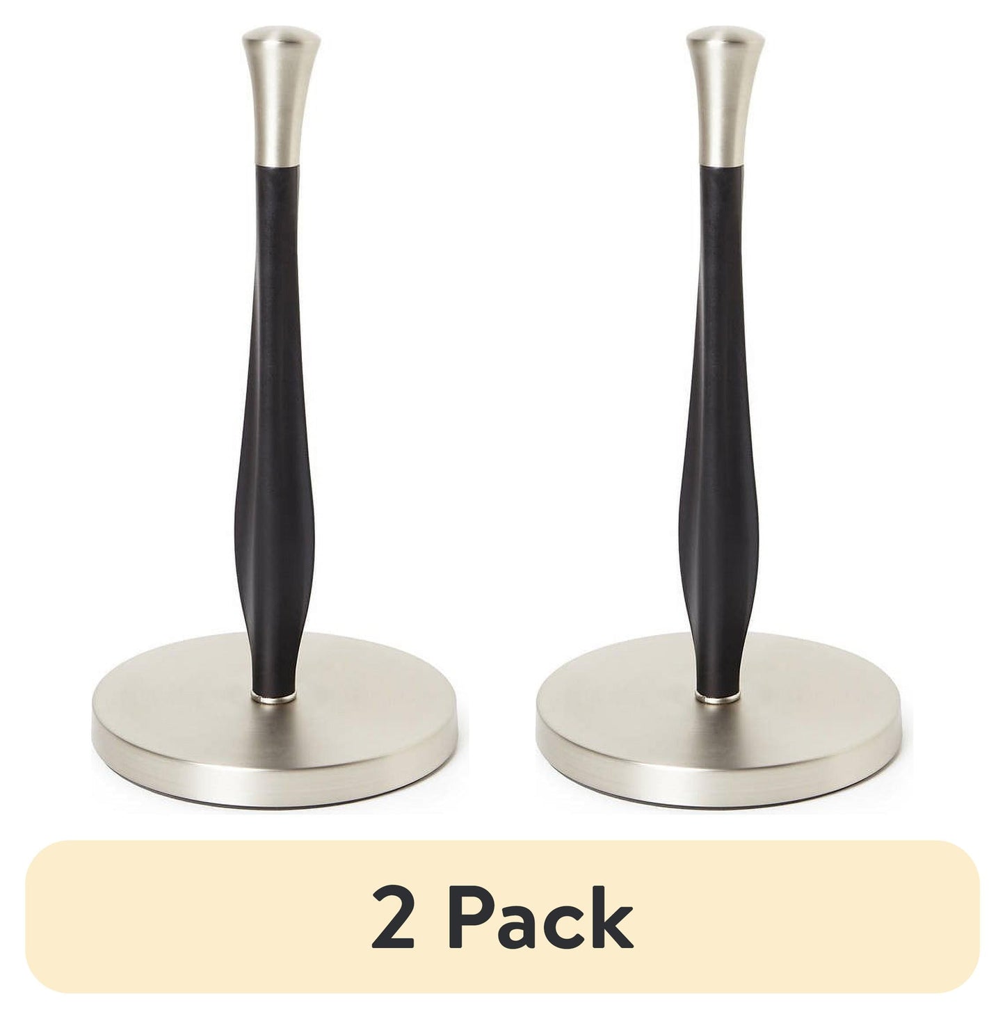 (2 pack) Better Homes & Gardens Free-Standing Paper Towel Holder with Weighted Non-Slip Base, 14 Inch, Nickel