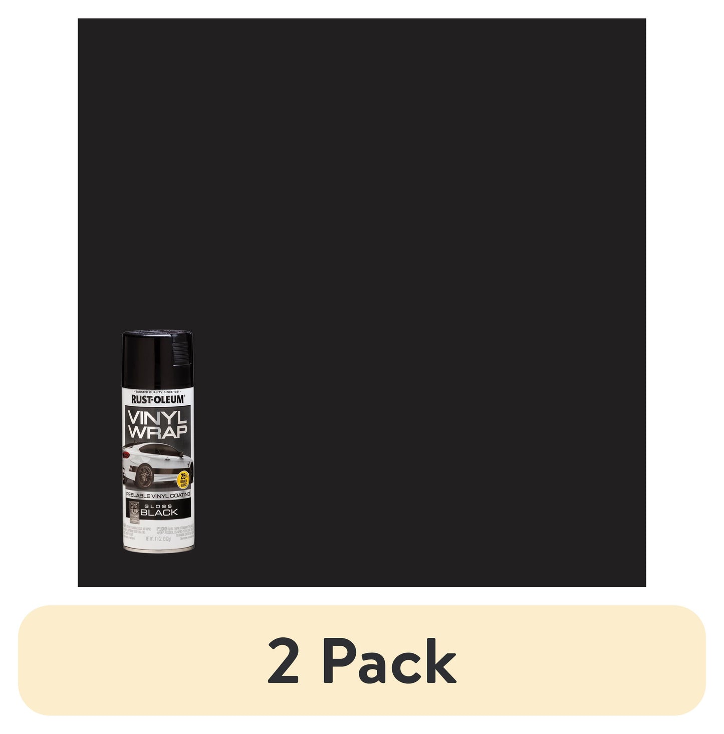 (2 pack) Black, Rust-Oleum Automotive Vinyl Wrap Peelable Coating Gloss Spray Paint-352724, 11 oz