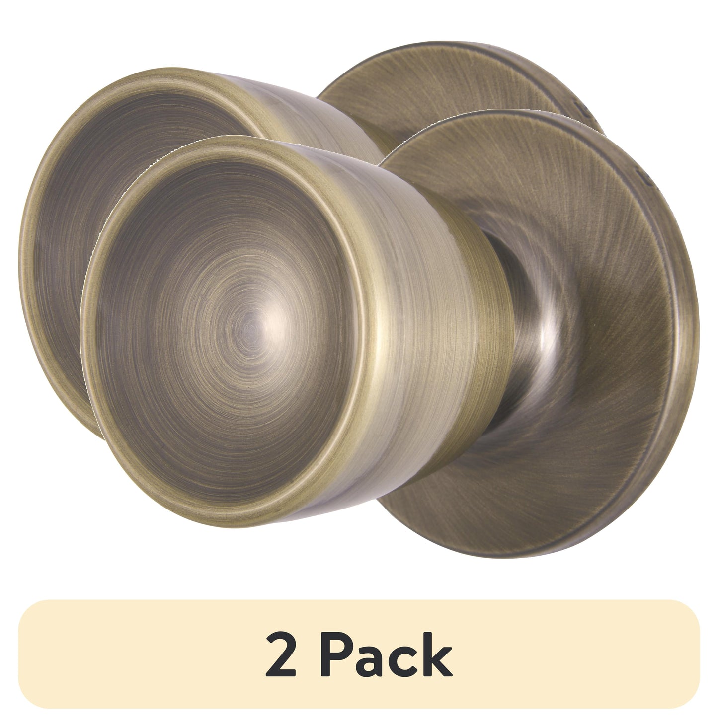 (2 pack) Brinks Passage Hall/Closet Classic Bell Style Doorknob, Antique Brass Finish