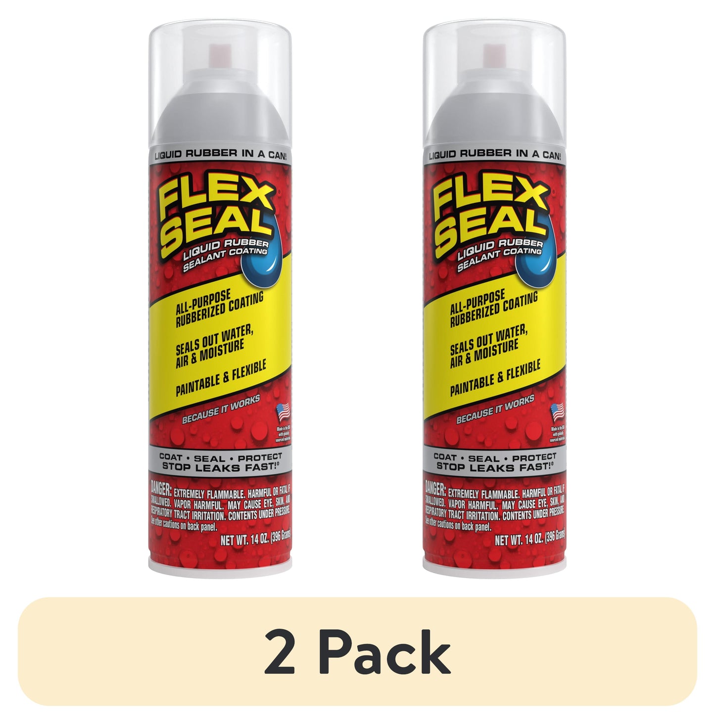 (2 pack) Flex Seal Recubrimiento Sellador de Goma LÃquida en Aerosol, 14 oz, Transparente