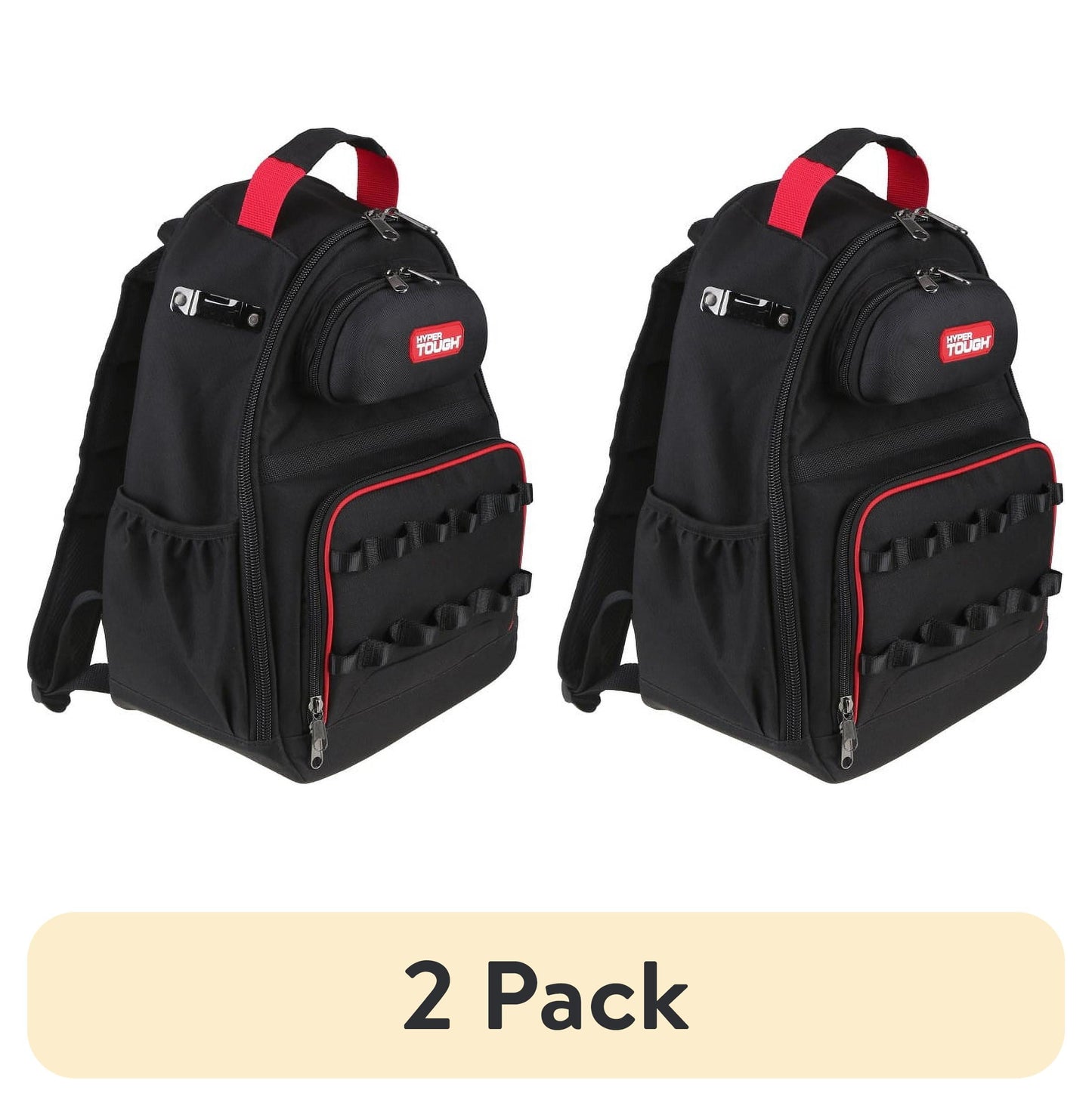 Hyper Tough Mochila Negra para Herramientas con Bolsillos y Lazos, Almacenamiento Portátil para Herramientas con Soporte Base (Unisex)