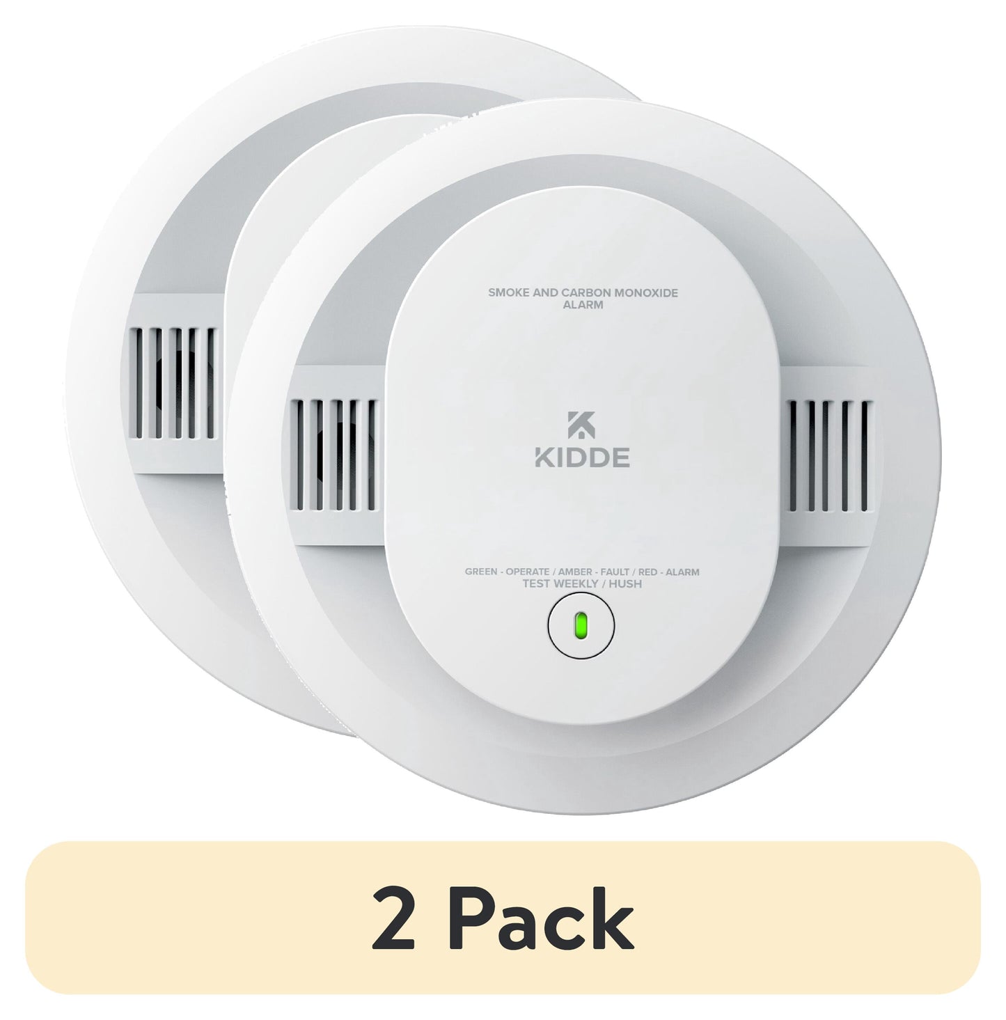 (2 pack) Kidde Battery-Operated Combination Smoke & Carbon Monoxide Detector, Voice Alerts