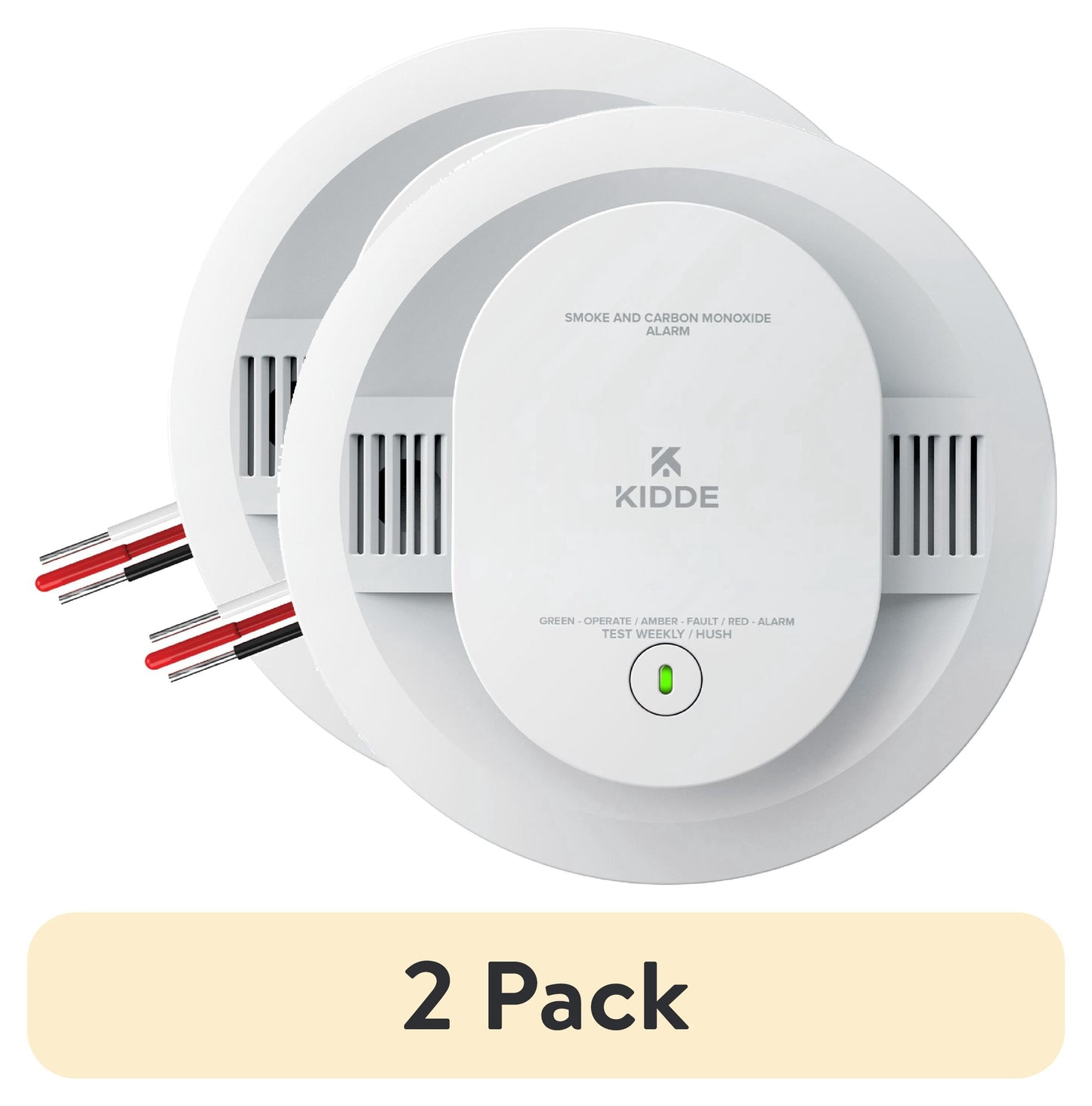 (2 pack) Kidde Hardwired Combination Smoke & Carbon Monoxide Detector, AA Battery Backup, 5-inch