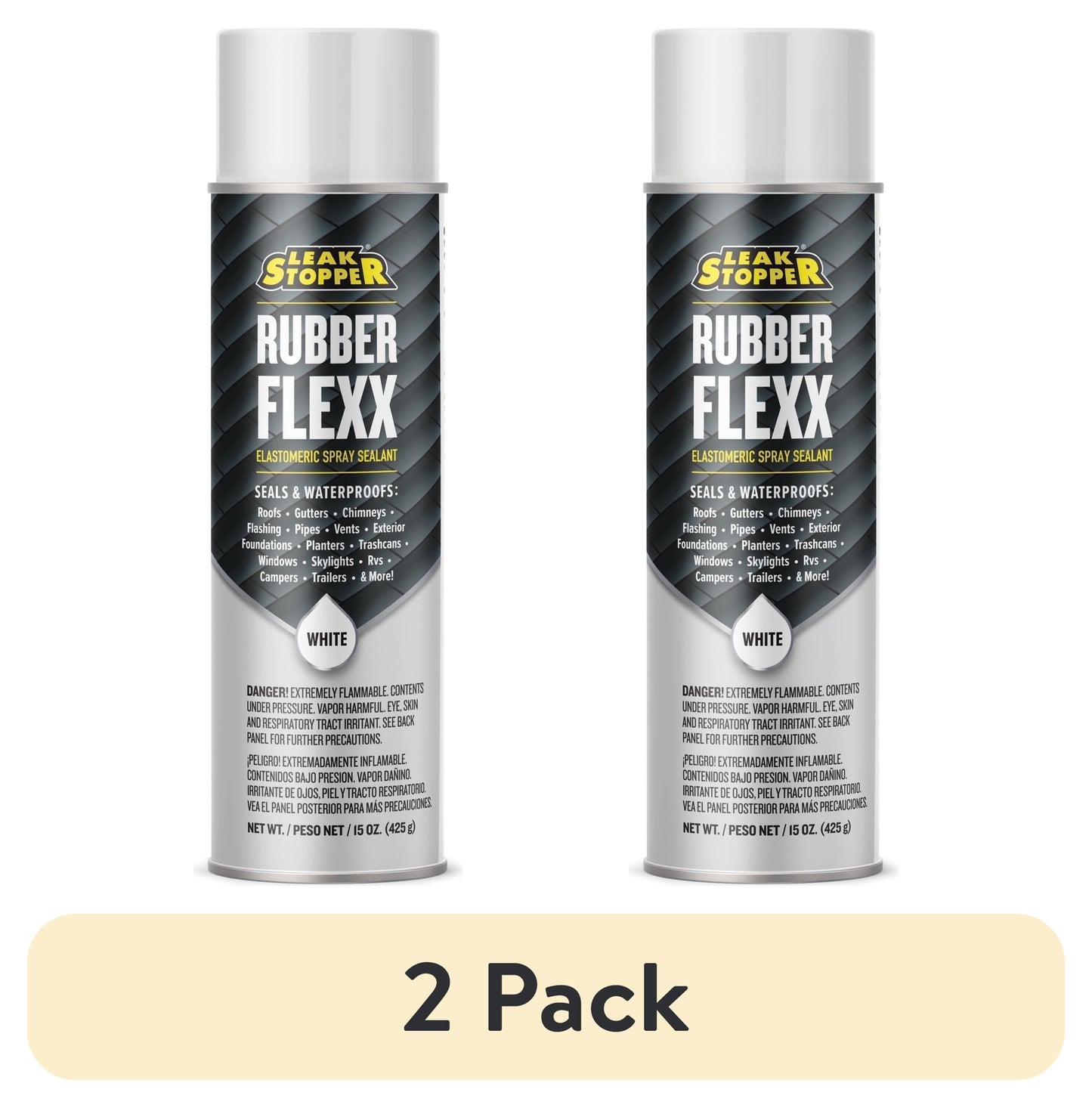 (2 pack) Rubber Flexx Sealant, White Roof Coating, 1 gallon
