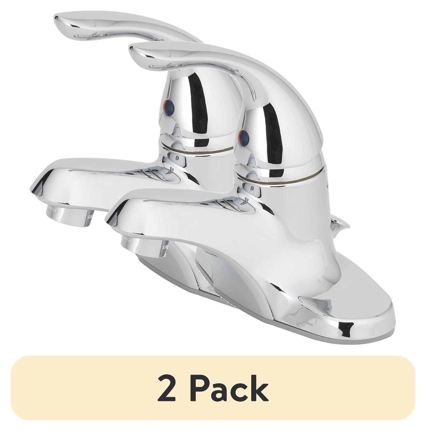 (2 pack) Mainstays 4" Centerset Single Handle Bathroom Sink Faucet with Pop-up Assembly in Chrome