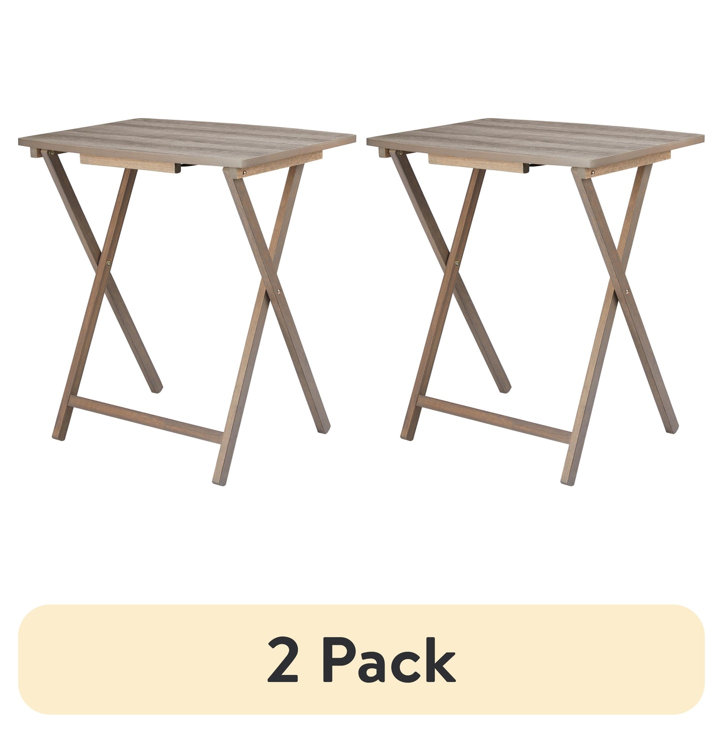 Mainstays XL Oversized Rubberwood Folding TV Tray Table, Rustic Gray