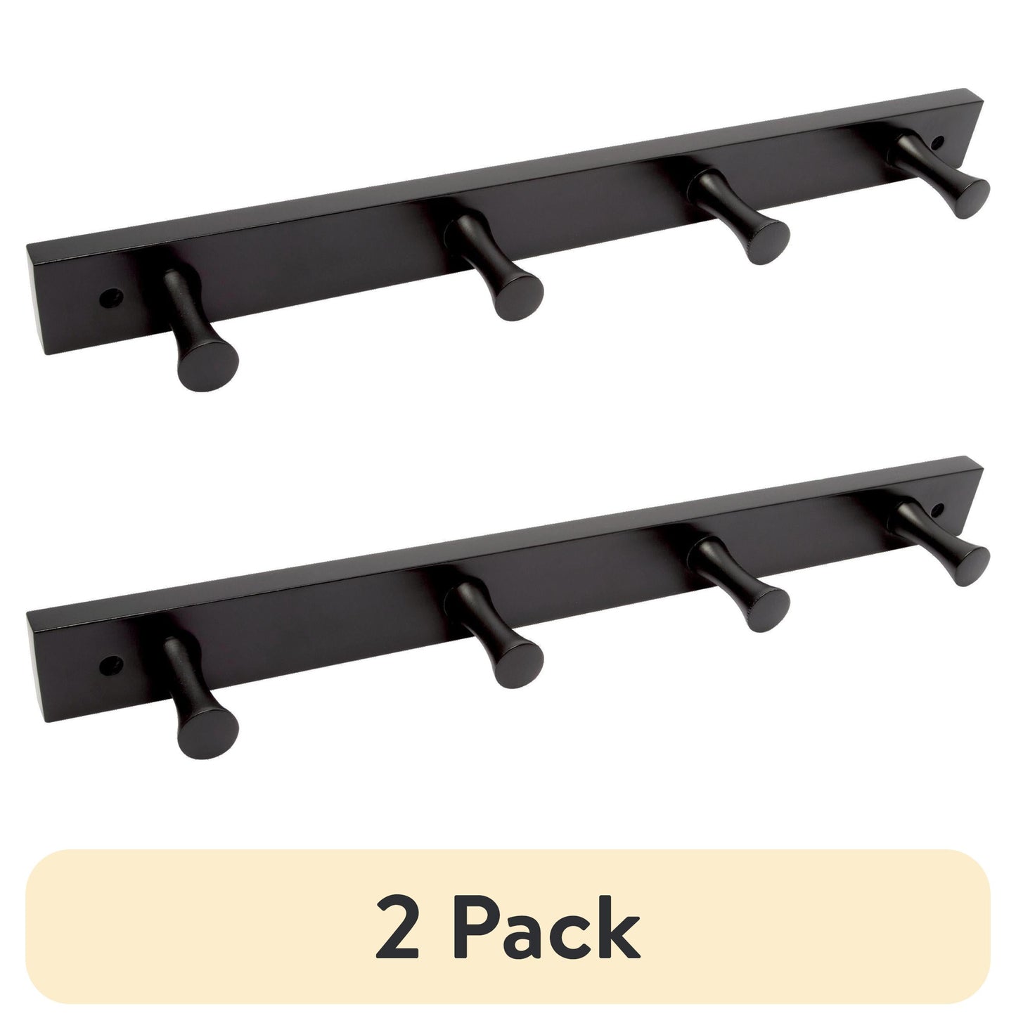 Mainstays Wall Mounted 18 in. Matte Black Wood Hook Rail, 4 Hooks