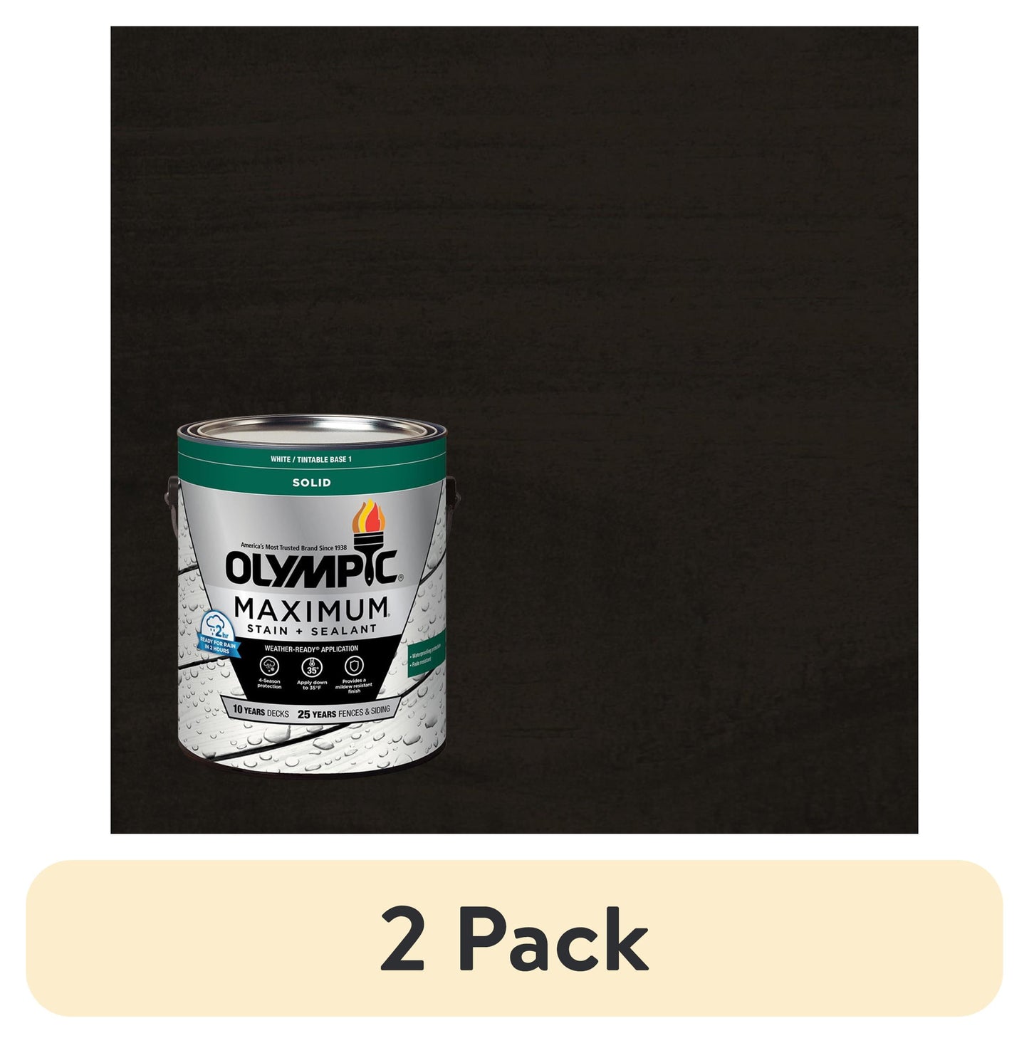 (2 pack) Olympic Maximum 1 Gallon SC-1028 Ebony Solid Color Exterior Stain and Sealer in One