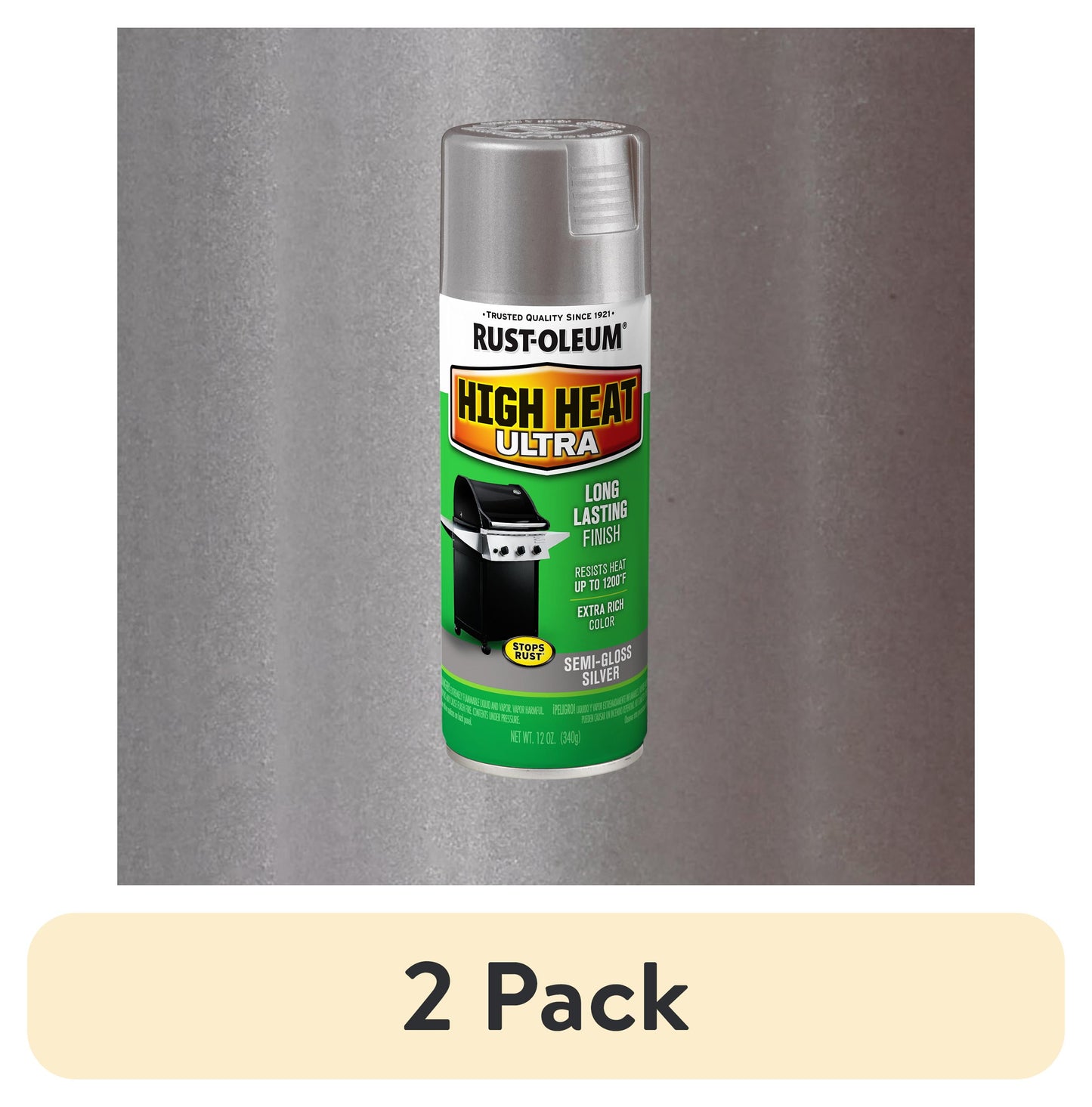 (2 pack) Rust-Oleum Specialty High Heat Ultra Silver Spray Paint-270201, 12 oz
