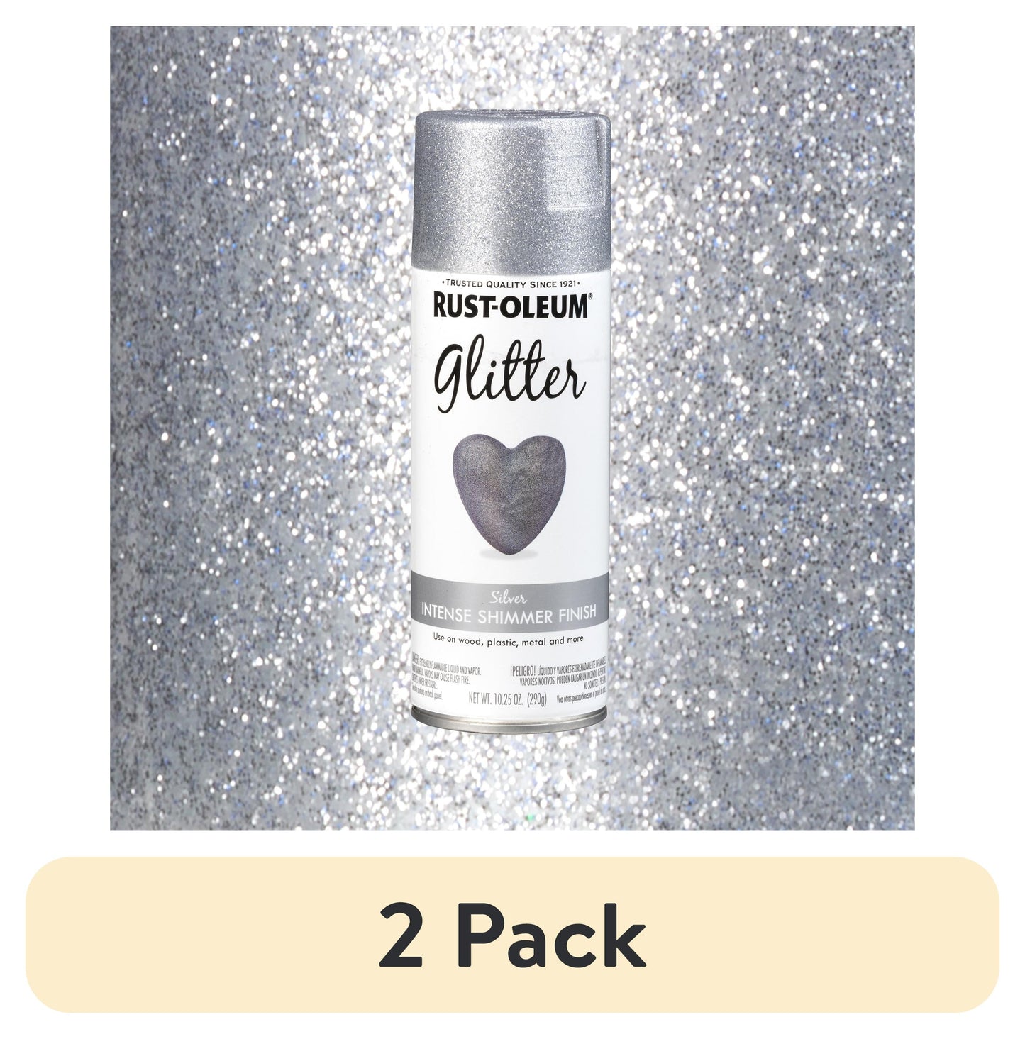 (2 pack) Silver, Rust-Oleum Glitter Spray Paints-301814, 10.25 oz