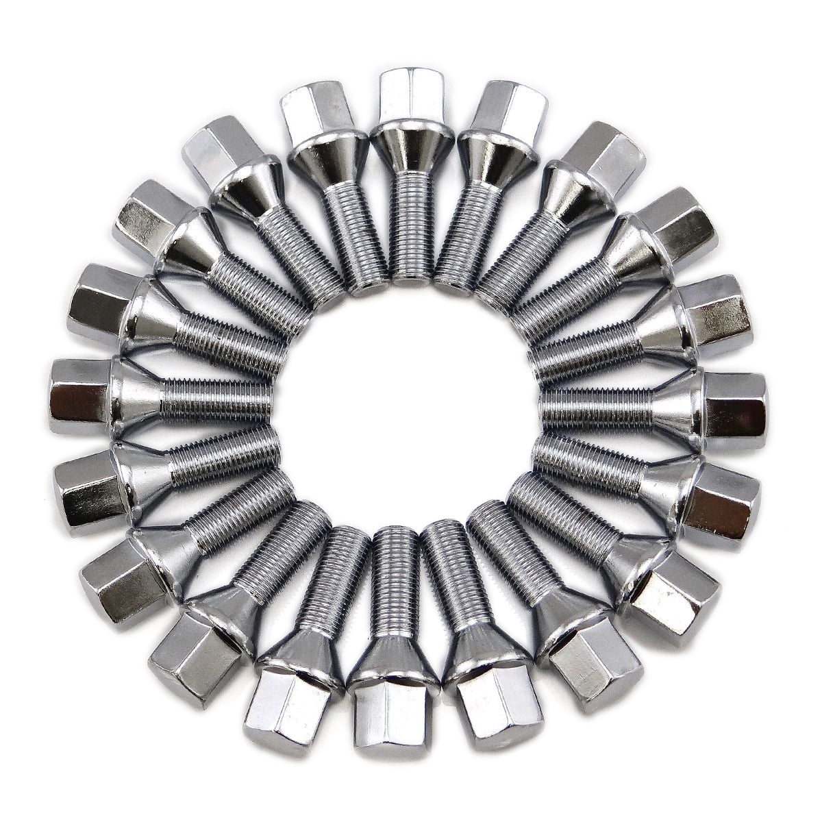 (20) 14x1.5 Chrome Wheel Lug Bolts 24mm Conical Cone seat HEX 17mm AUDI MERCEDES VW