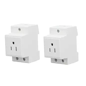 Tissting Din Rail Mounted Receptacle, AC 110-250V 15A Outlet Power Module with Protective Contacts, Din Rail Socket Plugs for Distribution Panel (2Pcs)