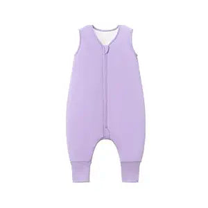 TADO MUSLIN Baby/Toddler Sleep Sack with Legs, Rayon from Bamboo 95% + 5% Spandex, 1.0 TOG, 2Way Zipper Sleeping Bag, WalkerFriendly 18-36M Purple