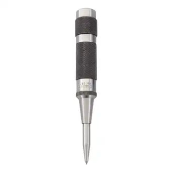 Starrett Steel Automatic Center Punch with Adjustable Stroke - 5-1/4" Length, 11/16" Punch Diameter, Lightweight, Knurled Steel Handle - 18C