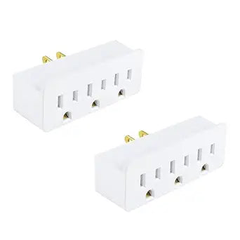 3 Outlet Grounded Plug Adapter Extender, 1 to 3 Plug Splitter,2 Pack.