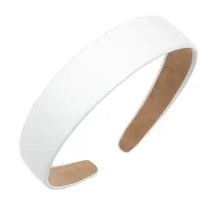 Semato White Headband 1 Inch PU Leather Headband for Women and Girls Non-Slip Hair Bands Hair Accessories