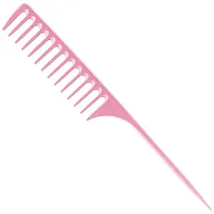 Wide Tooth Rat Tail Comb for Curly Hair Wet Comb Detangling Parting Hair Comb for Women Men Hair Stylist - Pink