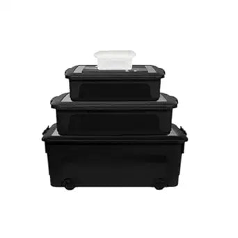 GIOTTO Plastic Storage Bins with Lids - 4 Piece Clear Stackable Containers 101oz 676oz 1,150oz 2,029oz - Large Tote with Wheels & Locking Latches for Garage Closet Home Office Dorm Organization