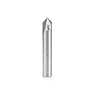 Amana Tool - 45625 Solid Carbide V-Groove 90 Deg x 1/4 Dia x 9/16 x 1/4" Shank