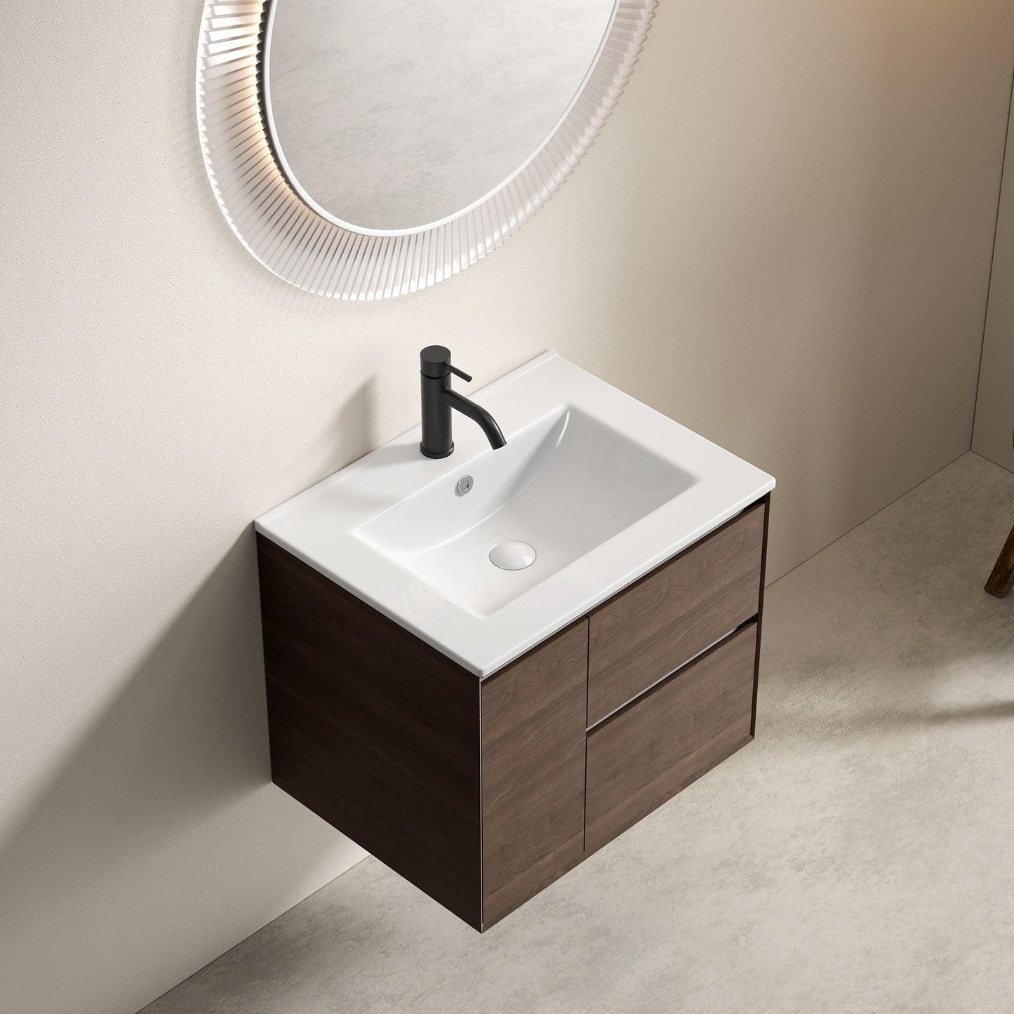 24 inch Bathroom Vessel Sink, Ceramic Bathroom Vanity Sink Top with Overflow,White