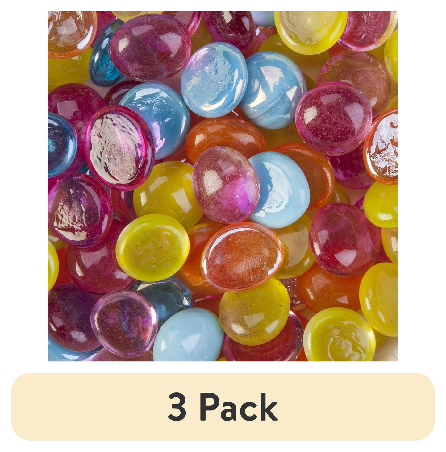 (3 pack) Akasha Decorative Tropical Glass Gems, 38 oz. Jar, Multicolor