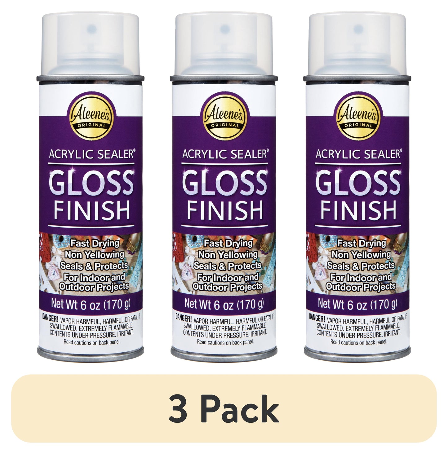 (3 pack) Aleene's Clear Acrylic Spray Sealer, Gloss 6 oz