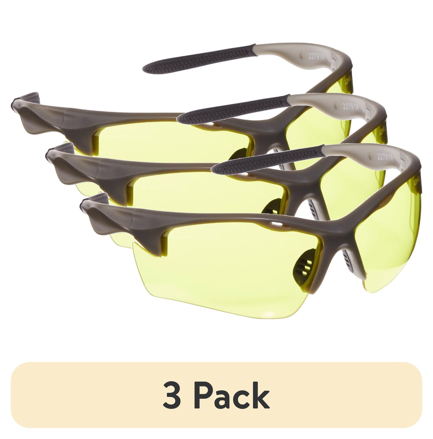 (3 pack) Allen Company Shooting Safety Glasses, Yellow Lenses, Wrap Around Frame, ANSI Z87 Impact Resistant, Polycarbonate
