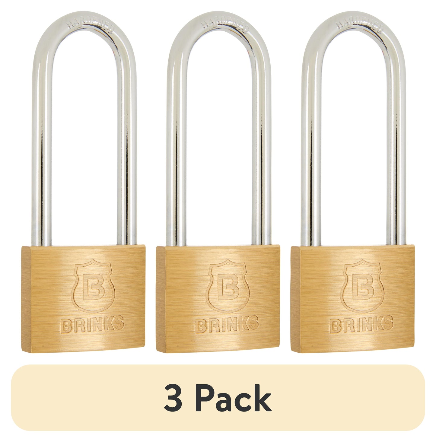 (3 pack) Brink's 40mm Long Shackle Solid Brass Padlock