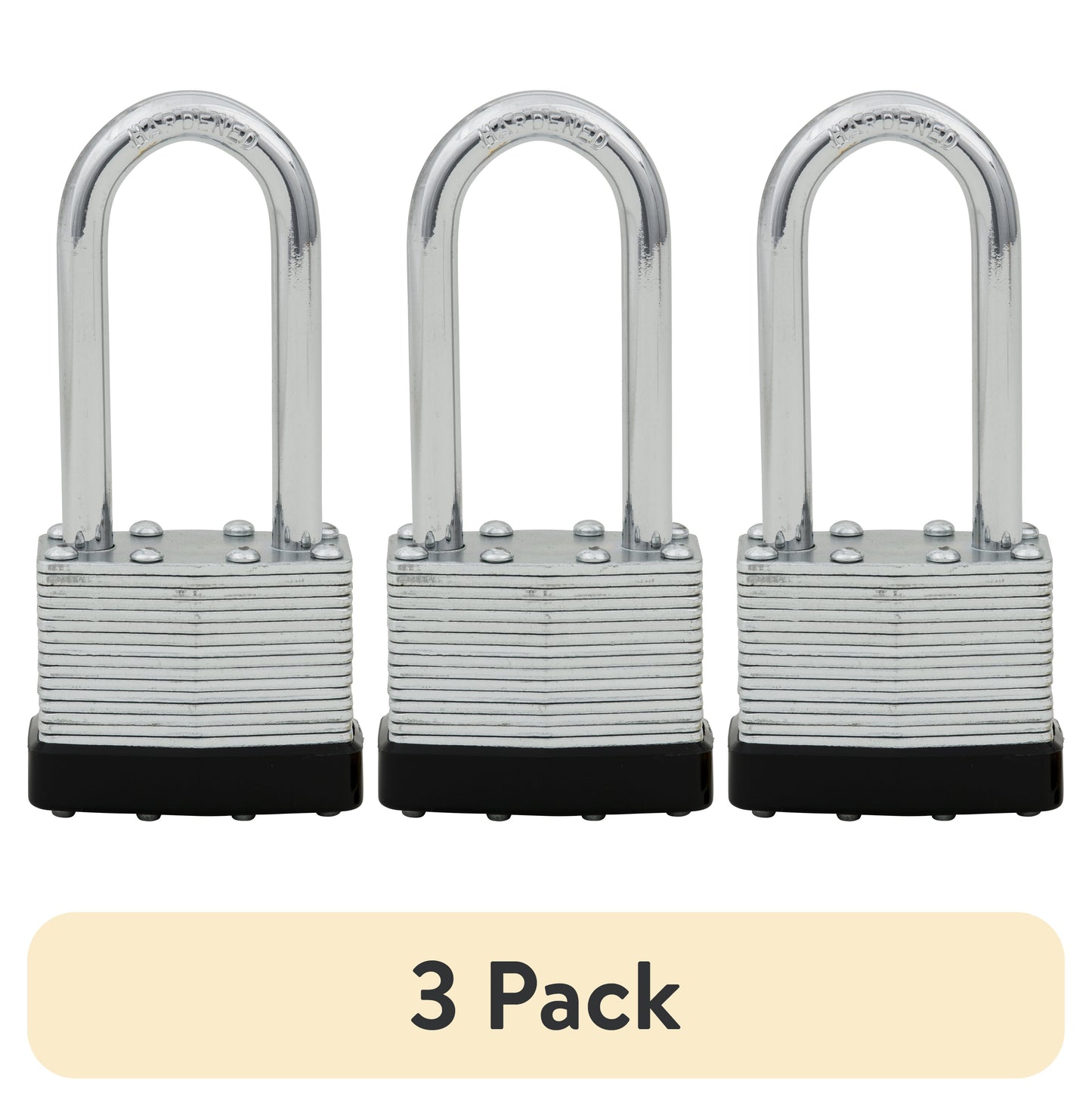 (3 pack) Hyper Tough 1-9/16 in. (40mm) Laminated Steel Keyed Padlock with 2 in. (51mm) Long Hardened Steel Shackle