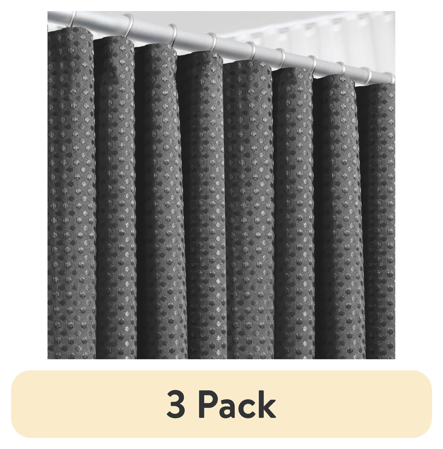 (3 pack) LammaLoe Gray Shower Curtains, Waffle Weave Heavy Duty Fabric Shower Curtain, 72†x 72" Hotel Luxury 256 GSM Bathroom Curtains