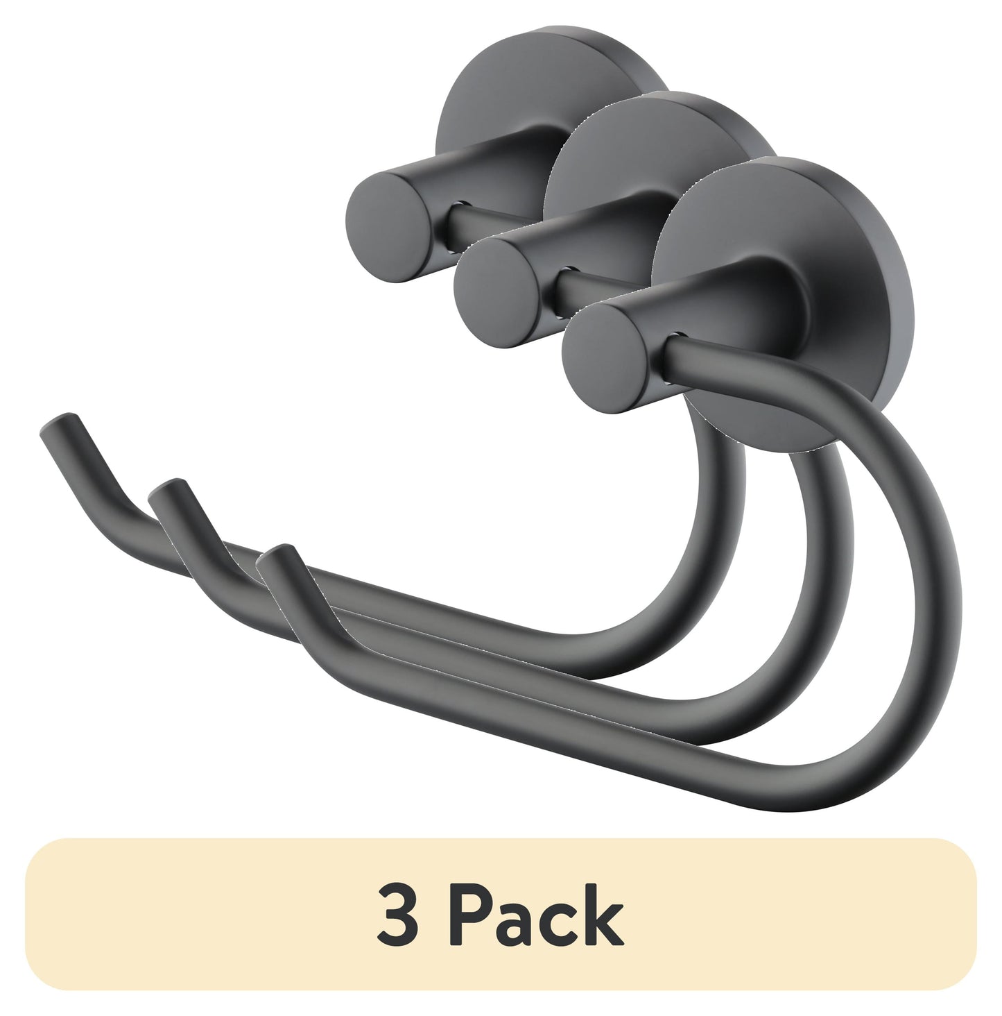 (3 pack) Mainstays Modern Round Toilet Paper Holder in Matte Black