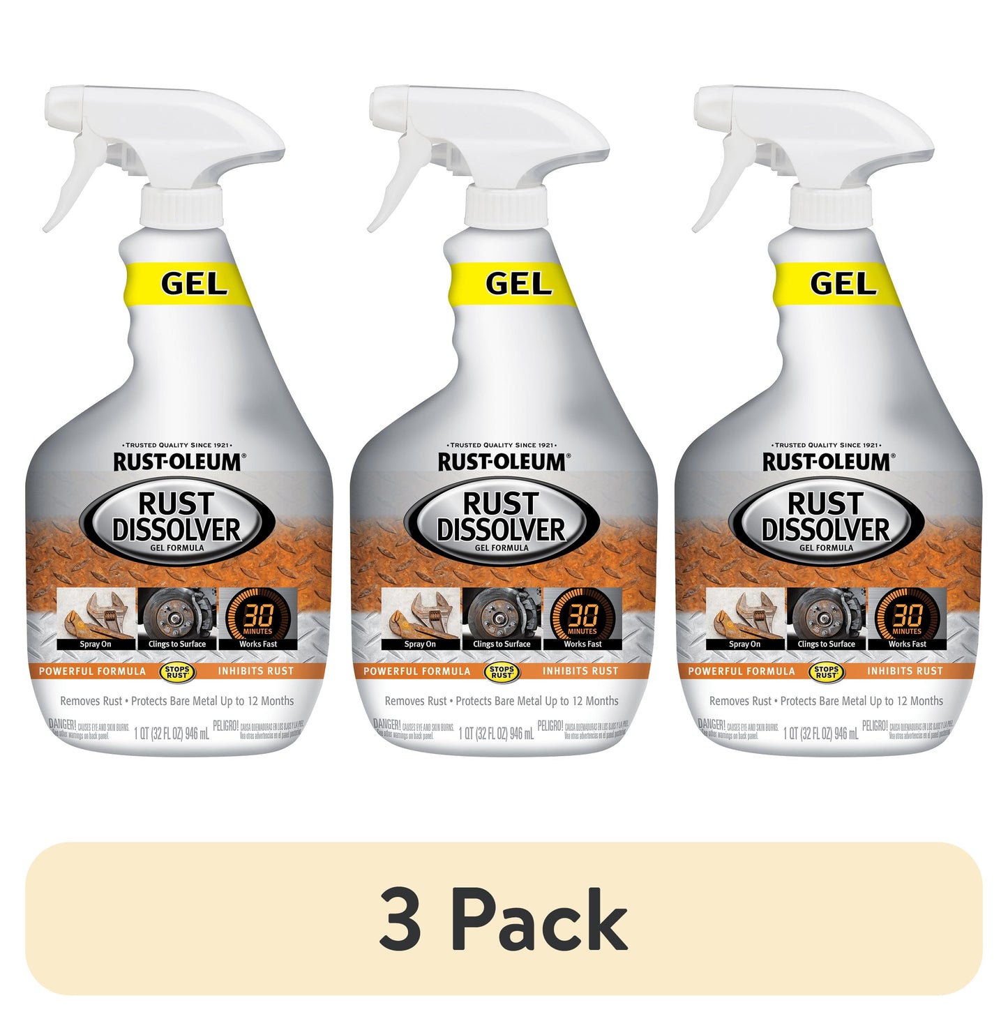 (3 pack) Rust-Oleum Spray de Gel Disolvente de Óxido-300112, 32 oz