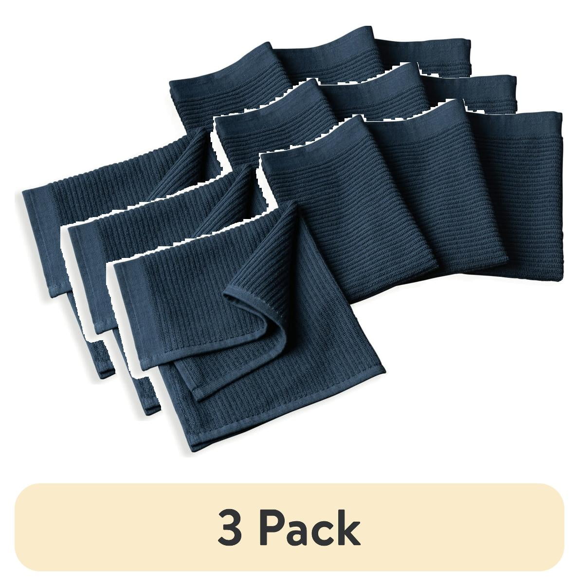 (3 pack) Thyme & Table Bar Mop Kitchen Towels, Navy, 4 Pack Set