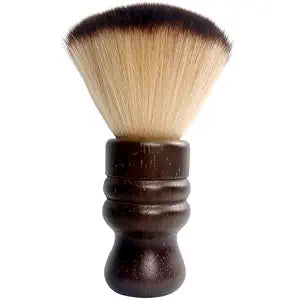 Large Neck Duster Soft Nylon Hair Barber Brush with Wooden Handle Face Cleaning Hairbrush for Haircuts and Styling Kits, Brown