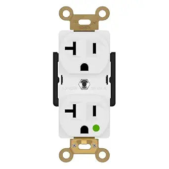 ENERLITES Hospital Grade Outlet, Industrial Grade Duplex Receptacle, Heavy-Duty Straight Blade Devices, 20A 125VAC, 5-20R, 62020, White
