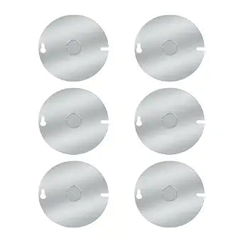 Round Electrical Box Cover with 1/2 Inch Knockout, Flat Outlet Box Cover, 4 Inch Metal Junction Box Covers for 4 inch Octagonal Box and Round Box (6pcs)