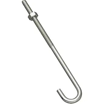 National Hardware N232-900 40 Pack 1/4" x 6" 2195BC Zinc Plated J Bolt With Hex Nut