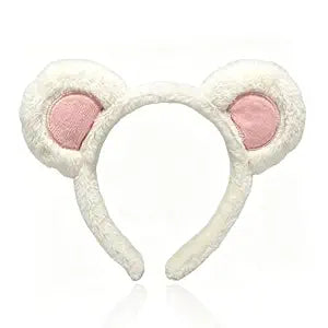 Plush White Bear Ears Headband, Soft Animal Ear Hairband for Women, Cute Cartoon Cosplay Costume Hair Accessory for Party Halloween Makeup Washing Face Daily Wear Hair accessories